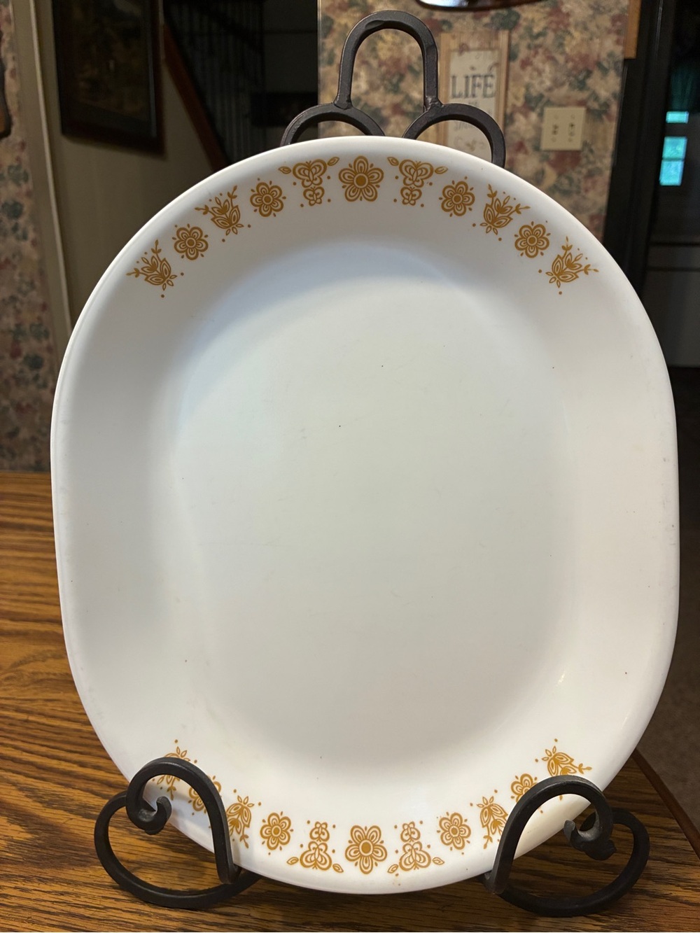 Vintage Corelle Butterfly Gold Serving Platter: 12x10 Oval, USA